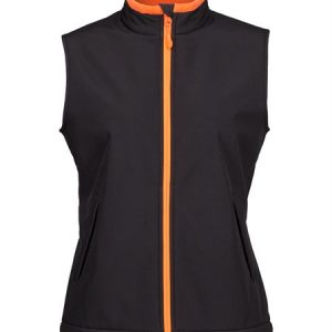 Ladies Three Layer Softshell Vest(Black/Orange