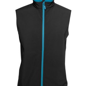Unisex Three Layer Softshell Vest(Black/Aqua