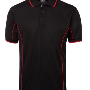 Men's Podium Short Sleeve Piping Polo(Black/Red
