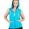 Ladies Junior Heather Sleeveless Zip Hoodies