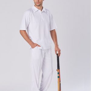 Mens Mesh Knit Short Sleeve Cricket Polo