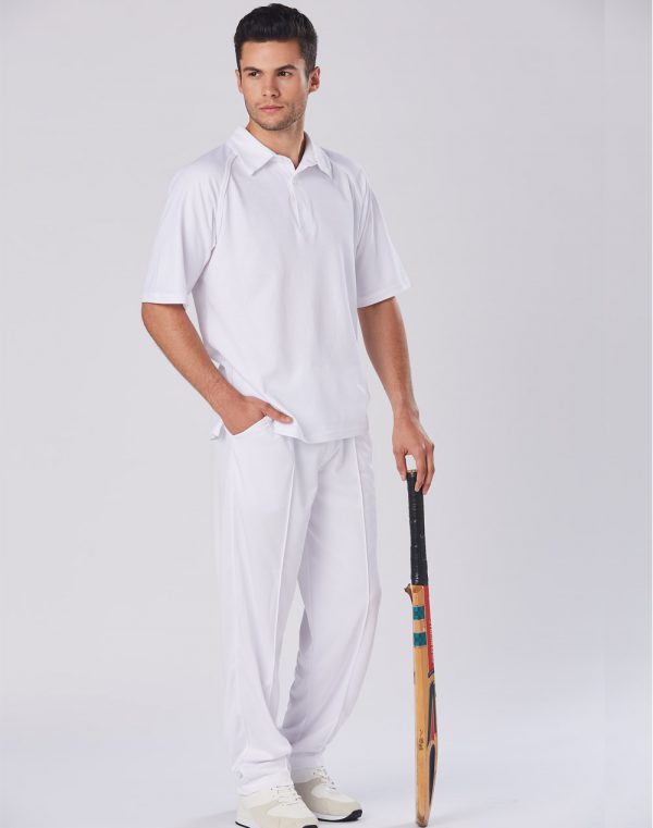 Mens Mesh Knit Short Sleeve Cricket Polo