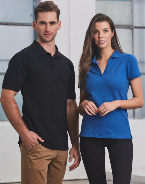 Ladies LONGBEACH Cotton Pique Knit Short Sleeve Polo