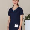 Ladies V-Neck Contrast Trim Scrub Top