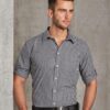 Men’s Gingham Check Long Sleeve Shirt with Roll-up Tab Sleeve