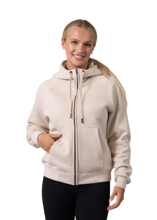Ladies Cotton Care Kangaroo Pocket Zipper Hoodie