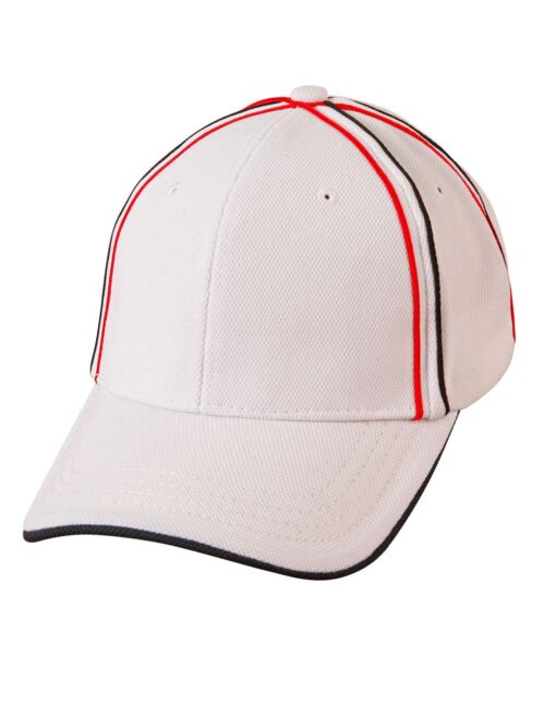 Tri-color pique mesh structured cap(Black/White/Red