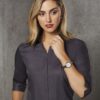 Ladies' Dobby Striped Taped 3/4 Sleeve Shirt