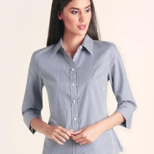Ladies' Two Tone Check 3/4 Sleeve Shirt