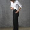 Women's Low Rise Pants in Poly/Viscose Stretch Stripe