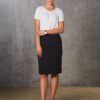Women's Mid Length Lined Pencil Skirt in Poly/Viscose Stretch Stripe