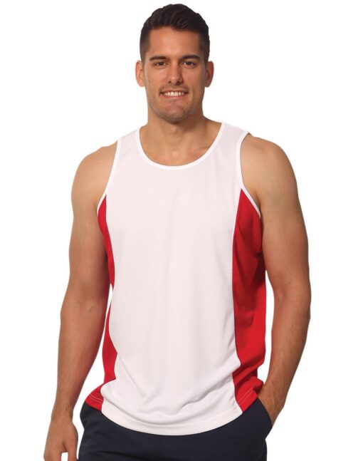 Men's cooldry contrast mesh singlet(Black/Gold