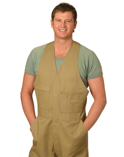 Men's Cotton Drill Action Back Overall-Stout(Khaki