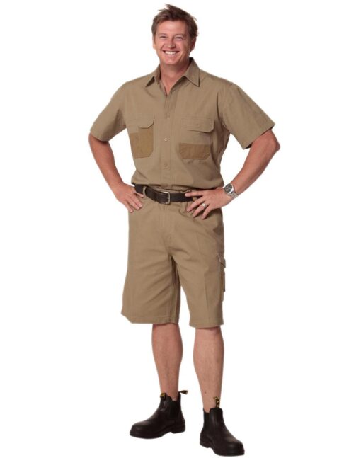 Fine Duck Weave Dura-Wear Short Sleeve Work Shirt(Khaki