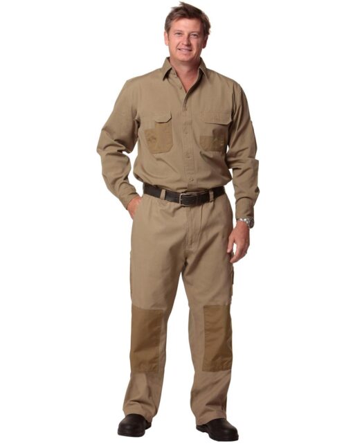 Fine Duck Weave Dura-Wear Long Sleeve Work Shirt(Khaki