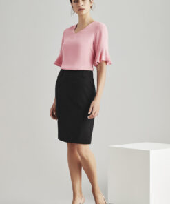 Womens Comfort Wool Stretch Multi-Pleat Skirt