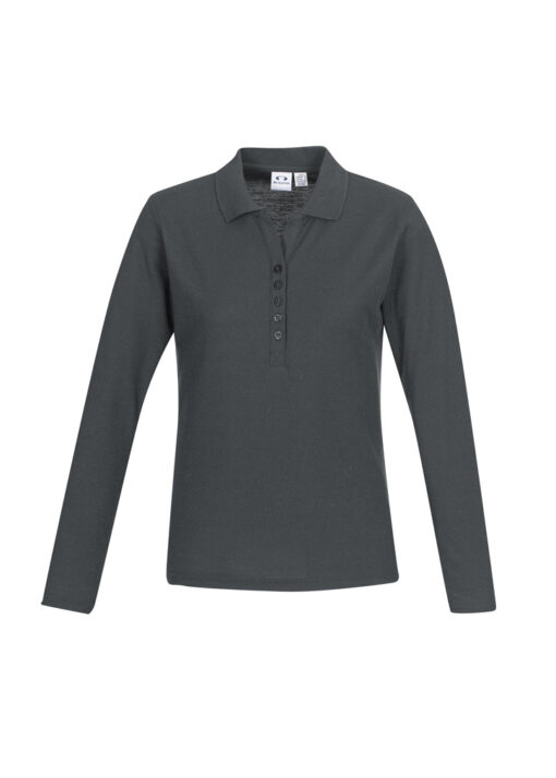Womens Crew Long Sleeve Polo(Charcoal
